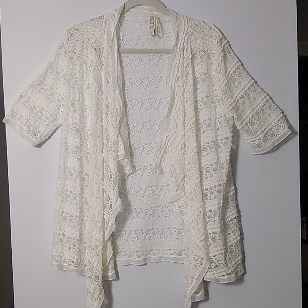 Open front Kische white cardigan size L